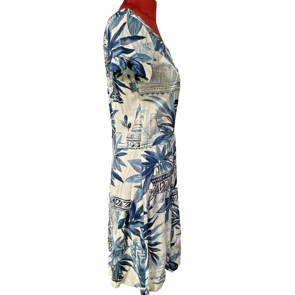 Tori Richard Honolulu Dress Made in Hawaii Short Sleeve Blue & White XS Vintage - Picture 9 of 12